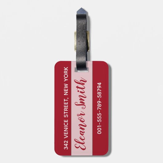 赤い感動的装飾のクリスマス引用文 ラゲッジタグ (裏面縦)