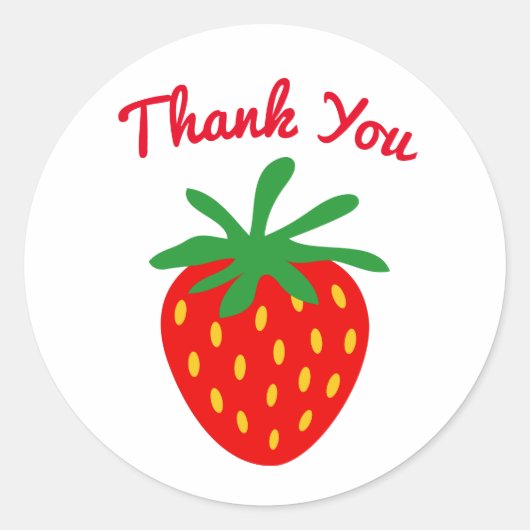 赤い感謝していカスタムいちごロゴのシール ラウンドシール (正面)
