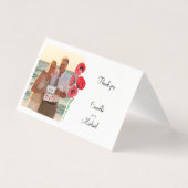 赤い感謝していケシの写真の結婚カード (正面)