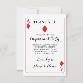 赤い感謝のトランプ　ダイヤのエース　K＆Q サンキューカード