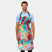 赤い懸命グランジ。絞り文様ゴールデンブラシグラ エプロン (着用した状態)