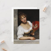 赤い扇子を持つ女性 カード (正面/裏面インサイチュ)