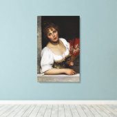 赤い扇子を持つ美しい女性(Eugene de Blaas) キャンバスプリント (インサイチュ (ウッドフロア))