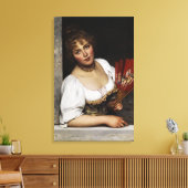 赤い扇子を持つ美しい女性(Eugene de Blaas) キャンバスプリント (インサイチュ (リビング))