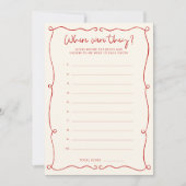 赤い手が引き出された場所に彼らのブライダルシャワーカード 招待状 (正面)