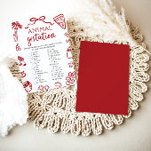 赤い手で描かれた動物の妊娠赤ちゃんシャワーゲーム 招待状