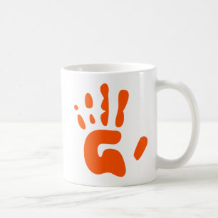 赤い手のプリント コーヒーマグカップ