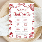 赤い手の名前を引いたパスタ赤ちゃんシャワーゲーム 招待状
