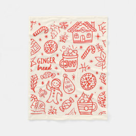 赤い手よくはしゃぐ描きドードルクリスマお洒落ス フリースブランケット