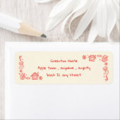 赤い手よくはしゃぐ描きドードルクリスマお洒落ス ラベル (インサイチュ)