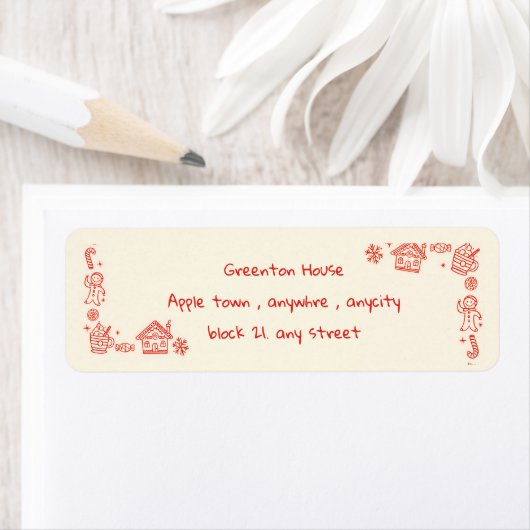 赤い手よくはしゃぐ描きドードルクリスマお洒落ス ラベル (インサイチュ)