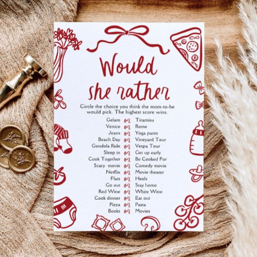 赤い手を引かれるとむしろ赤ちゃんシャワーのゲーム 招待状