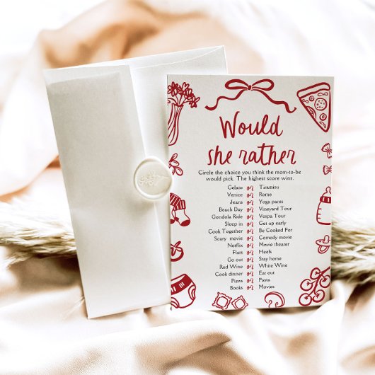 赤い手を引かれるとむしろ赤ちゃんシャワーのゲーム 招待状