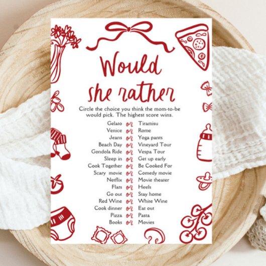 赤い手を引かれるとむしろ赤ちゃんシャワーのゲーム 招待状