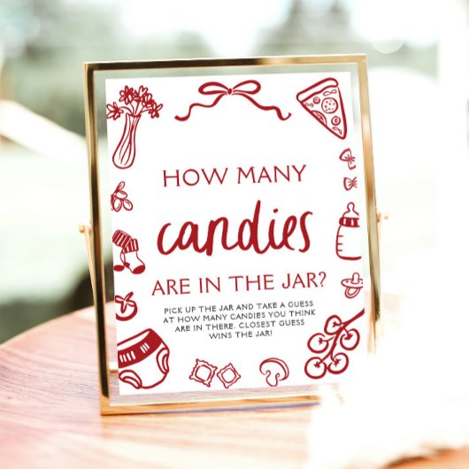 赤い手を引き当てキャンディベビーシャワーの数 ポスター