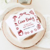 赤い手イタリアン引きピザチャオベビー赤ちゃんシャワー スタンダードカクテルナプキン