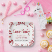 赤い手イタリアン引きピザチャオベビー赤ちゃんシャワー ペーパープレート (パーティー)