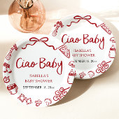 赤い手イタリアン引きピザチャオベビー赤ちゃんシャワー ペーパープレート