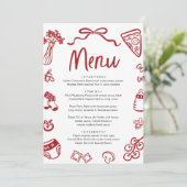 赤い手イタリアン引きピザ赤ちゃんシャワーメニュー 招待状 (スタンド正面)