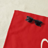 赤い手エレガント書きのスクリプト名     ビーチタオル (インサイチュ)