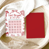 赤い手描きのゲストビンゴベイビーシャワー 招待状