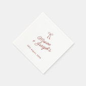 赤い手描きのリボンスケッチの結婚式 スタンダードカクテルナプキン (角)