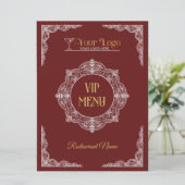 赤い手描きの高級感ある装飾的なあなたのロゴVIP メニュー (スタンド正面)