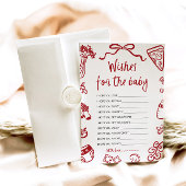赤い手描きイタリアン願いベビーアドバイスゲーム 招待状