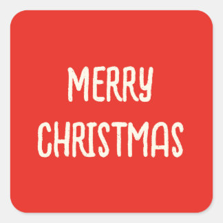 赤い手描きドードルお洒落メリークリスマス スクエアシール