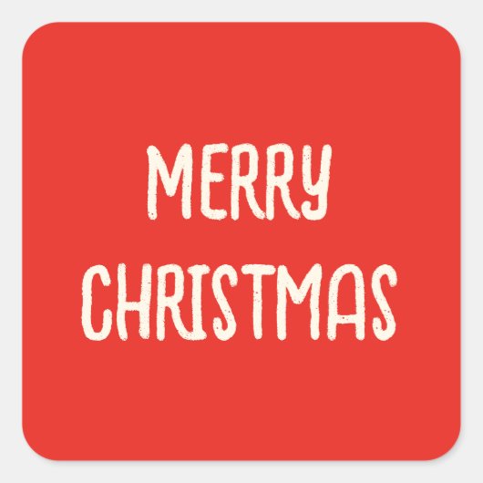 赤い手描きドードルお洒落メリークリスマス スクエアシール (正面)