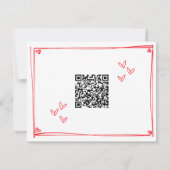 赤い手描きハートのホイップモダンウェディングQR 出欠カード (裏面)