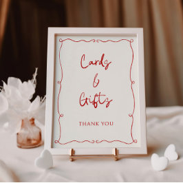 赤い手描きフレームカード&ギフトカード