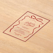 赤い手描きリボンのスケッチ結婚の アクリル招待状 (レイダウン)