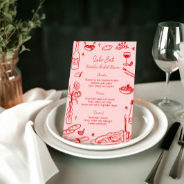 赤い手書きお洒落のメ結婚ニュー メニュー