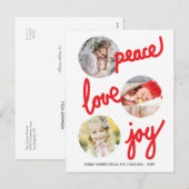 赤い手書きの休日の円形写真ポストカード シーズンポストカード (正面/裏面)