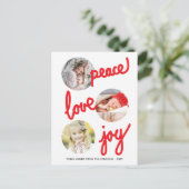 赤い手書きの休日サークル写真ポストカード シーズンポストカード (スタンド正面)