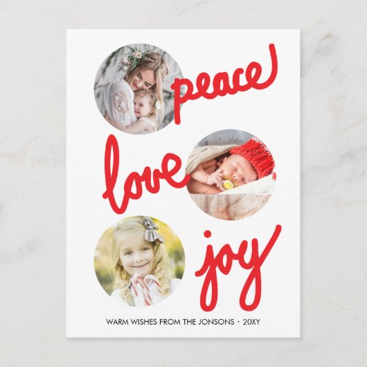 赤い手書きの休日サークル写真ポストカード シーズンポストカード (正面)