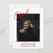 赤い手書きの卒業発表はがき 案内ポストカード (正面/裏面)