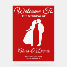 赤い手書きスクリプトの結婚クリスマス アクリルサイン