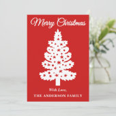 赤い手書きスクリプトクリスマスツリー シーズンカード (スタンド正面)