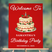 赤い手書きスクリプトクリスマス誕生日へようこそ アクリルサイン (ニュートラル)