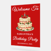 赤い手書きスクリプトクリスマス誕生日へようこそ アクリルサイン (傾斜)