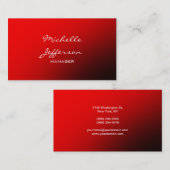 赤い手書きスクリプトマネージャの名刺 名刺 (正面/裏面)