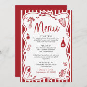 赤い手書きピお洒落ザイタリアン・パスタ・メニュー (正面/裏面)