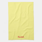赤い手書き名(淡黄色無地の) キッチンタオル (縦)
