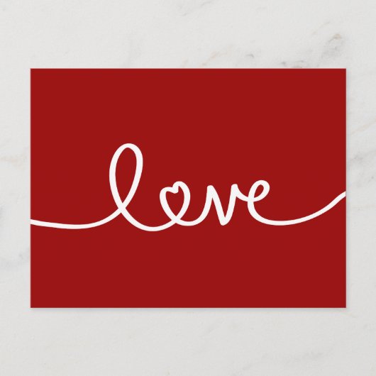 赤い手書き愛バレンタインデーの郵便はがき シーズンポストカード (正面)