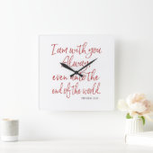 赤い手紙イエス約束 – 彼はあなたと一緒にいる聖なる書物、 経典 スクエア壁時計 (ホーム)