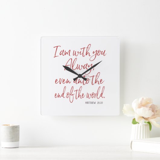 赤い手紙イエス約束 – 彼はあなたと一緒にいる聖なる書物、 経典 スクエア壁時計 (ホーム)