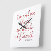 赤い手紙イエス約束 – 彼はあなたと一緒にいる聖なる書物、 経典 スクエア壁時計 (傾斜)