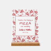 赤い手結婚で引いたパーティーの後のイタリアンピザ アクリルサイン (正面)